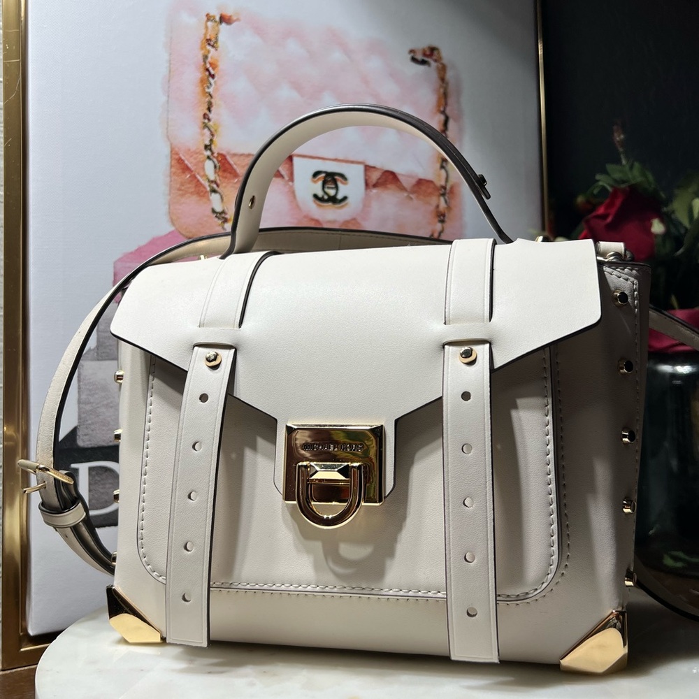 Michael Kors Manhattan Medium Leather School Satchel Crossbody NWOT